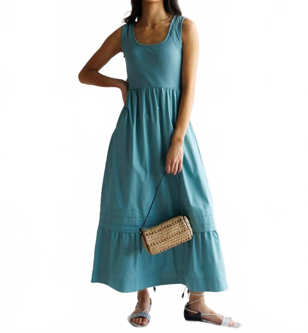 NEW DOWNEAST promenade sleeveless maxi dress in mineral blue